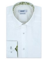 XOOS Chemise homme blanche à doublure florale verte (Double Retors)