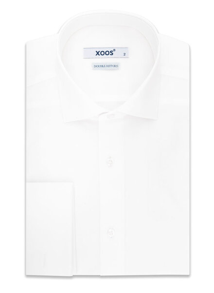 XOOS Chemise homme blanche à poignets mousquetaire et col Italien (Double Retors)