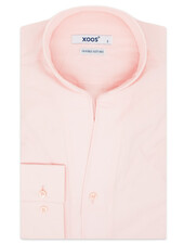XOOS Chemise homme en popeline rose et col droit ouvert (Double Retors)
