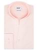 XOOS Chemise homme en popeline rose et col droit ouvert (Double Retors)