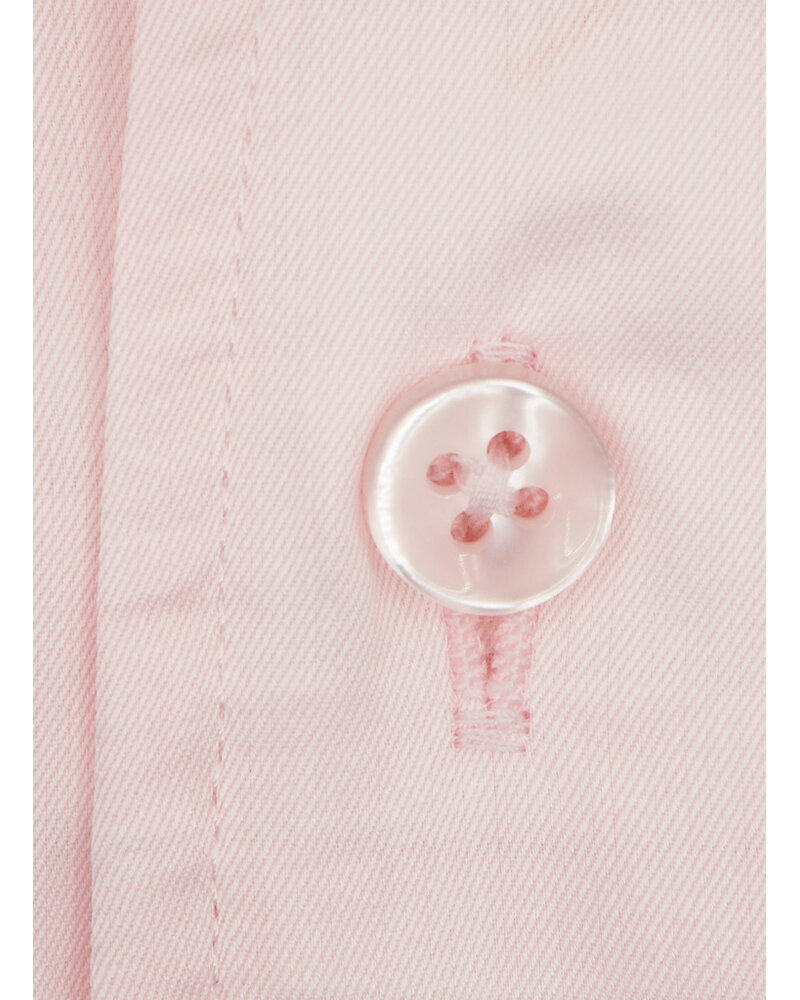 XOOS Chemise homme en gabardine rose et col droit ouvert (Double Retors)