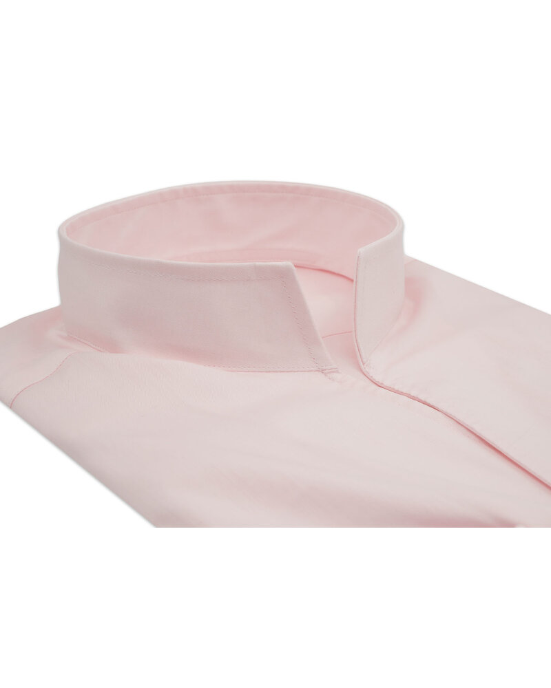 XOOS Chemise homme en gabardine rose et col droit ouvert (Double Retors)