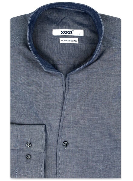 XOOS Men's dress shirt in chambray and straight open collar