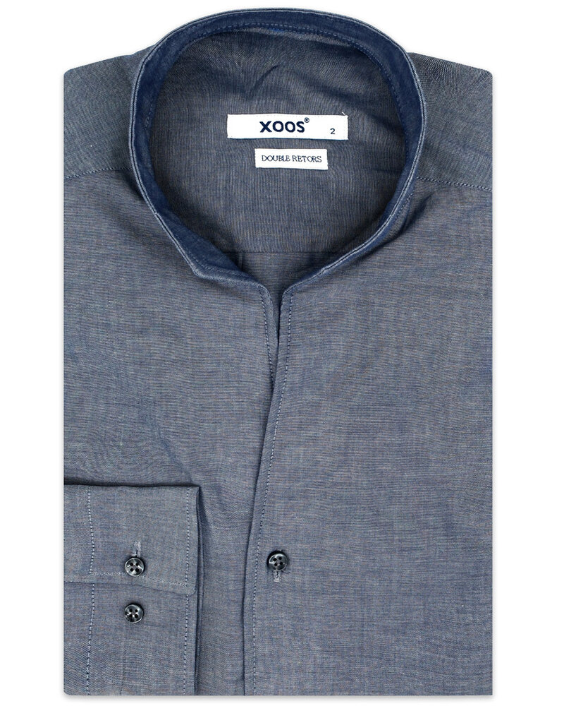 XOOS Men's dress shirt in chambray and straight open collar