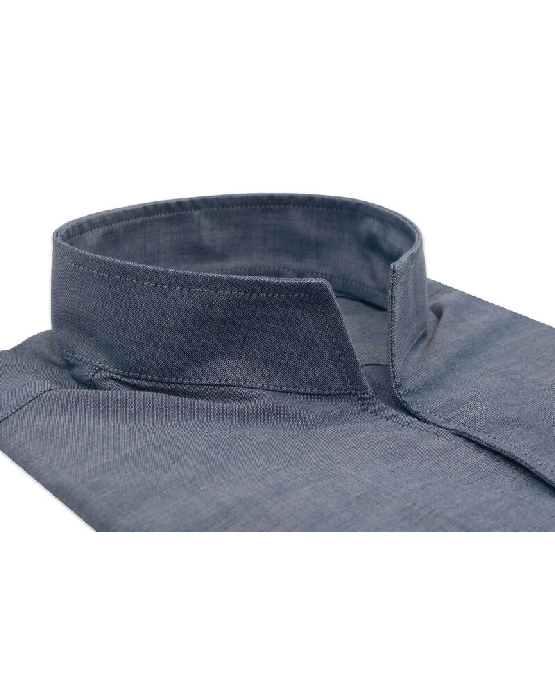 XOOS Chemise homme en chambray et à col droit ouvert