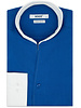 XOOS Chemise homme financière bleu électrique et col droit ouvert (Double Retors)