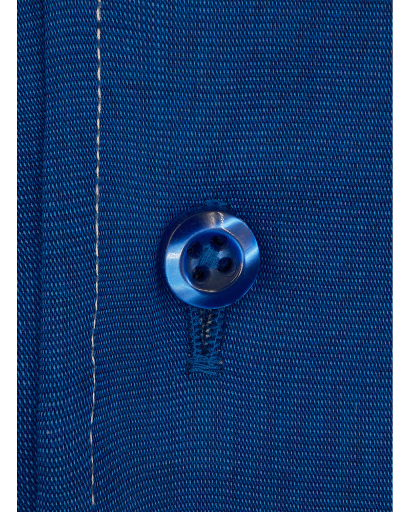 XOOS Chemise homme financière bleu électrique et col droit ouvert (Double Retors)