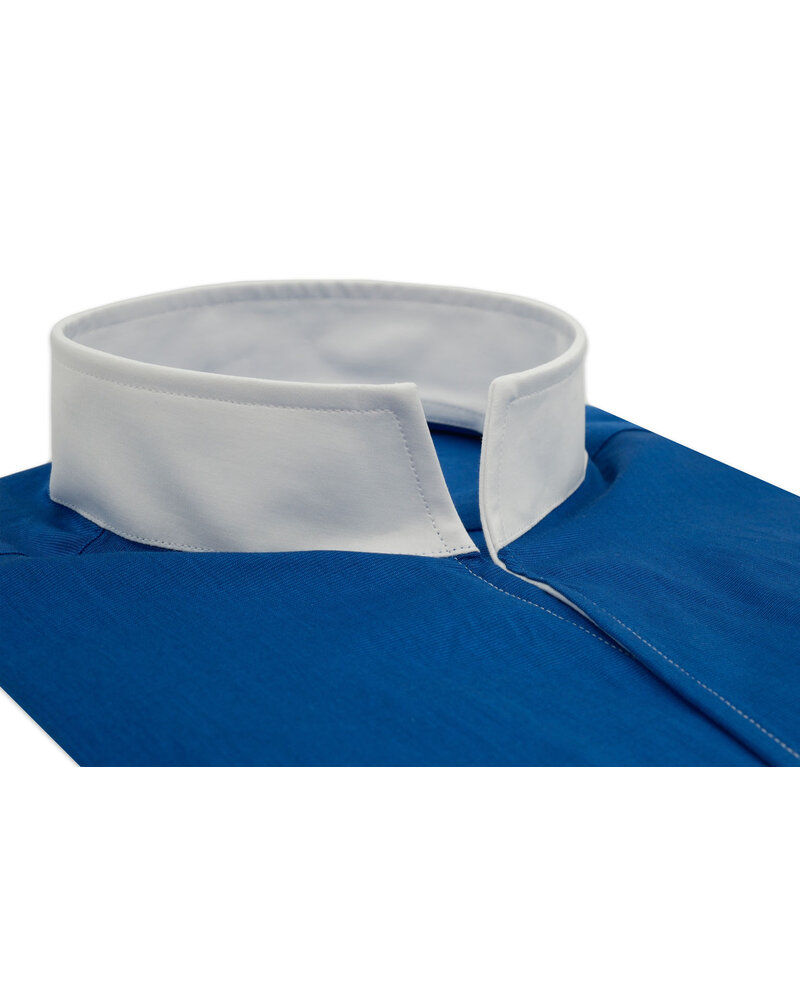 XOOS Men's electric blue financial dress shirt with straight open collar (Double twisted)