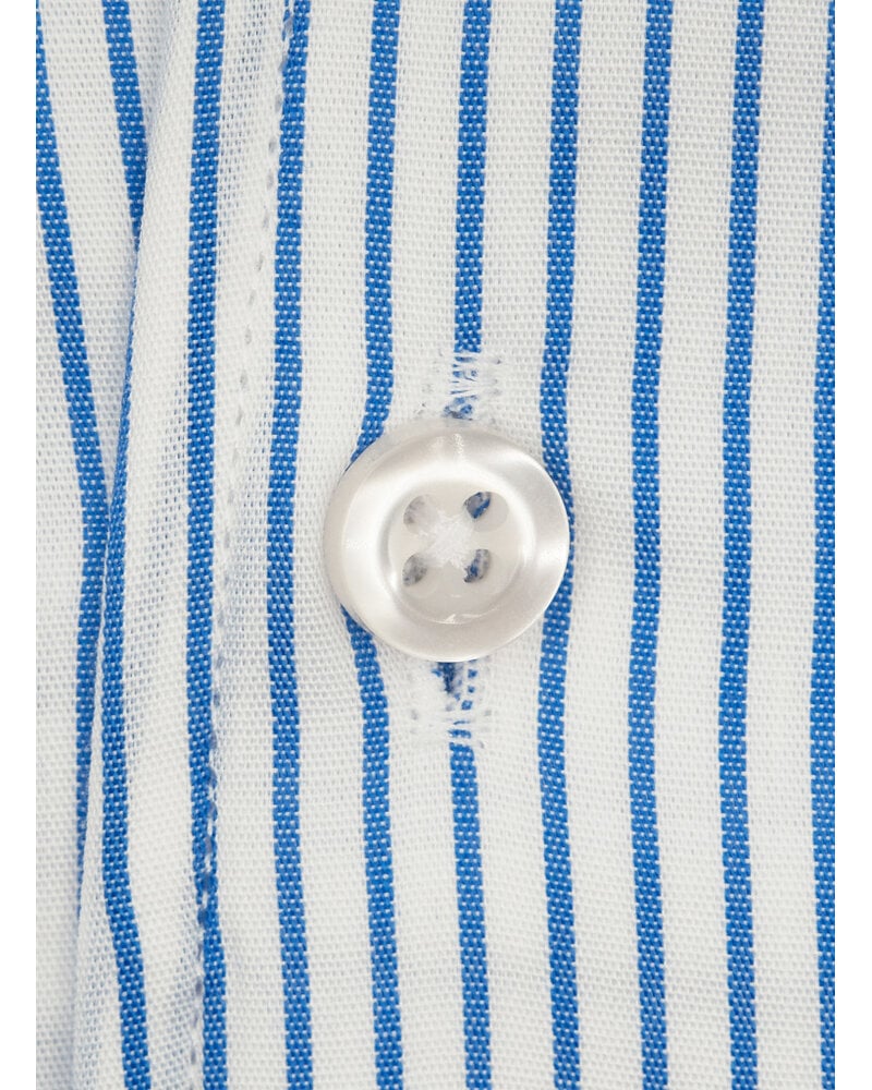 XOOS Chemise homme à rayure bleues et col blanc ouvert (Double Retors)