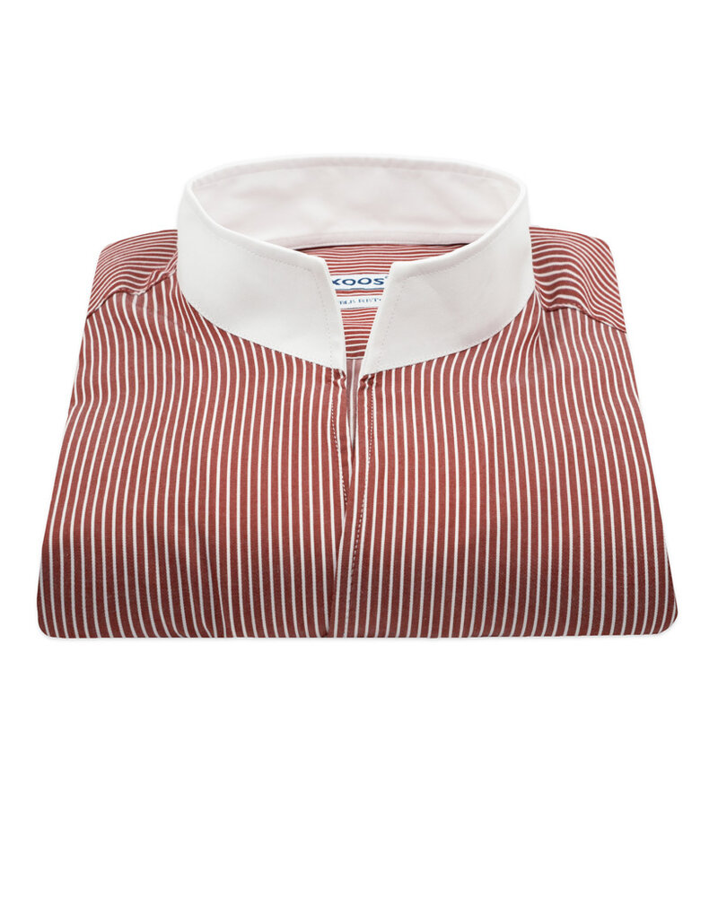 XOOS Chemise homme à rayure bourgogne et col blanc ouvert (Double Retors)