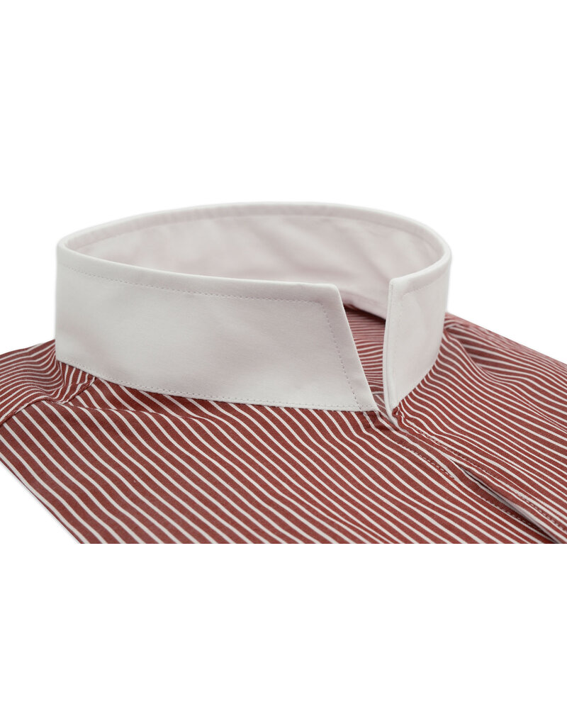 XOOS Chemise homme à rayure bourgogne et col blanc ouvert (Double Retors)