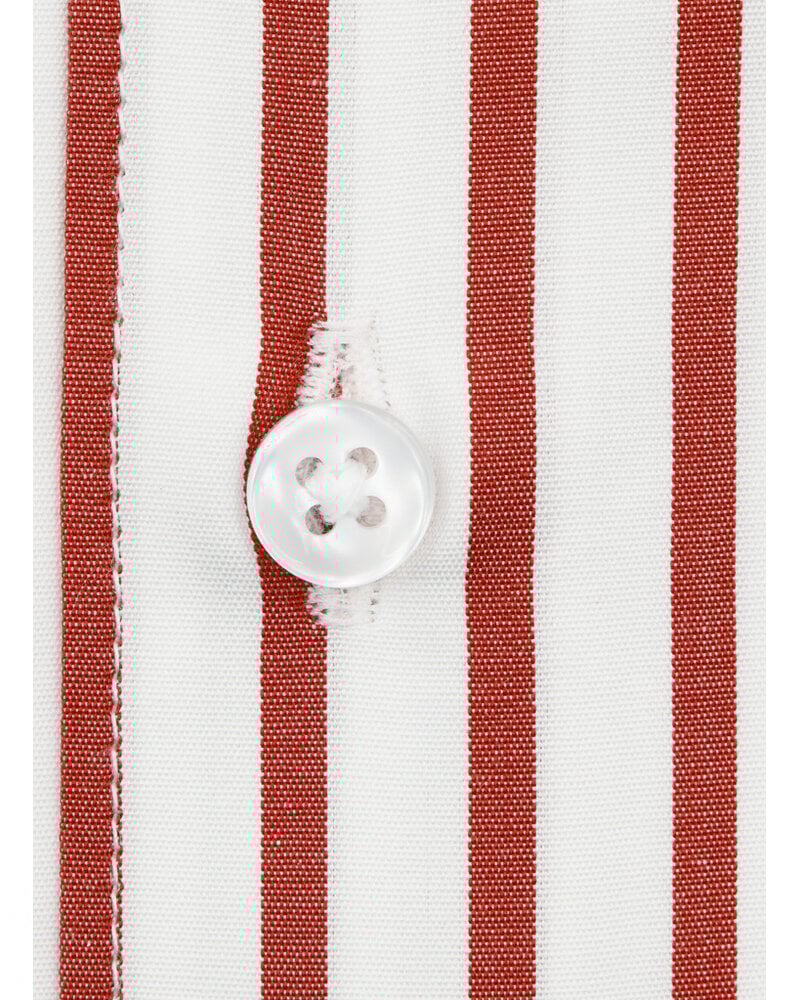 XOOS Chemise homme blanche à rayures baton rouge (Double Retors)