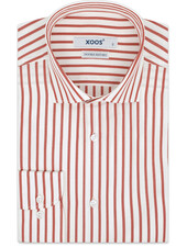 XOOS Men's Red stick striped dress shirt (Double twisted)