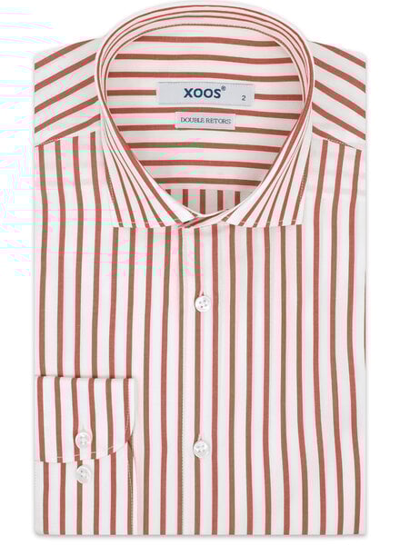 XOOS Men's Red stick striped dress shirt (Double twisted)