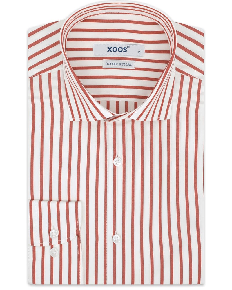 XOOS Chemise homme blanche à rayures baton rouge (Double Retors)