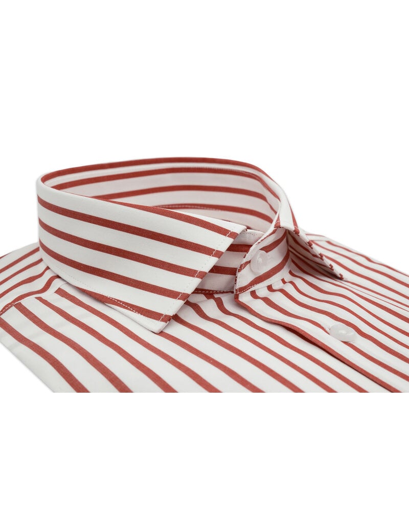 XOOS Chemise homme blanche à rayures baton rouge (Double Retors)