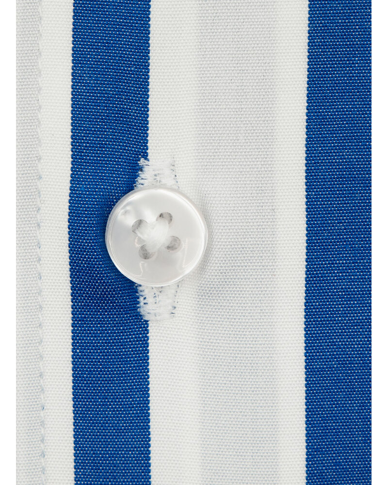 XOOS Chemise homme blanche à rayures baton bleus (Double Retors)