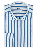 XOOS Men's Blue stick striped dress shirt (Double twisted)