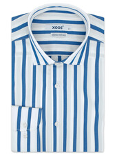 XOOS Men's Blue stick striped dress shirt (Double twisted)