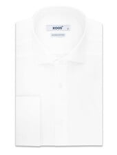 XOOS Chemise homme blanche à poignets mousquetaire et col Italien (Double Retors)