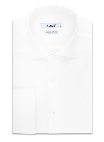XOOS Men's white Cutaway Collar and French cuffs dress shirt  (Double Twisted)