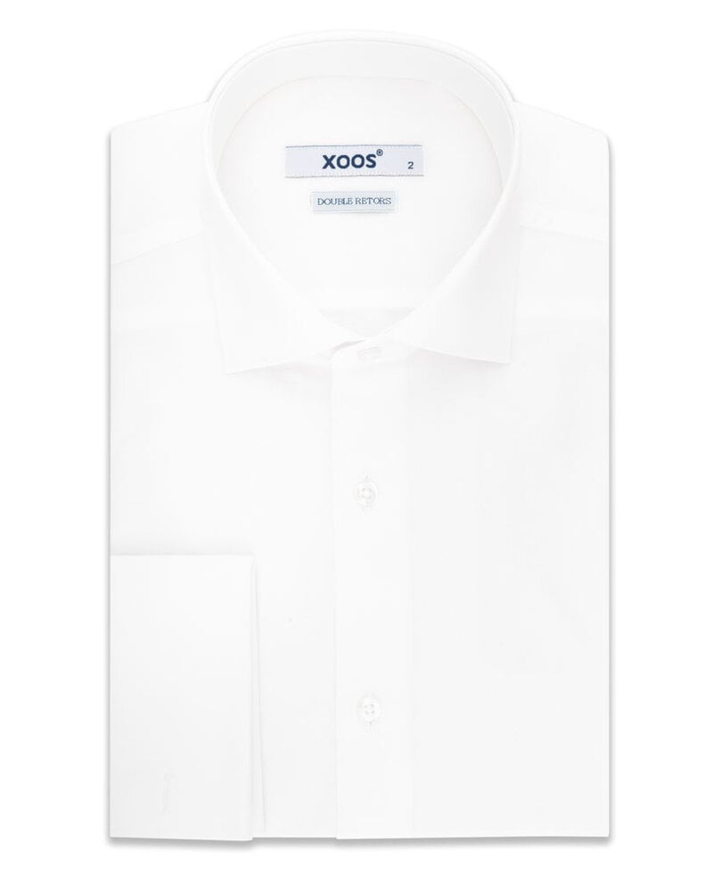 XOOS Chemise homme blanche à poignets mousquetaire et col Italien (Double Retors)