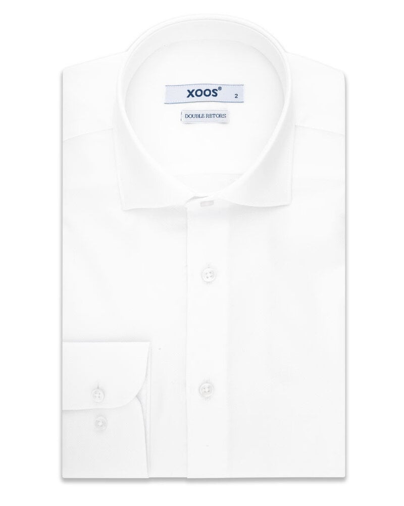 XOOS Chemise homme blanche à col Italien (Nid d'abeille Double Retors)