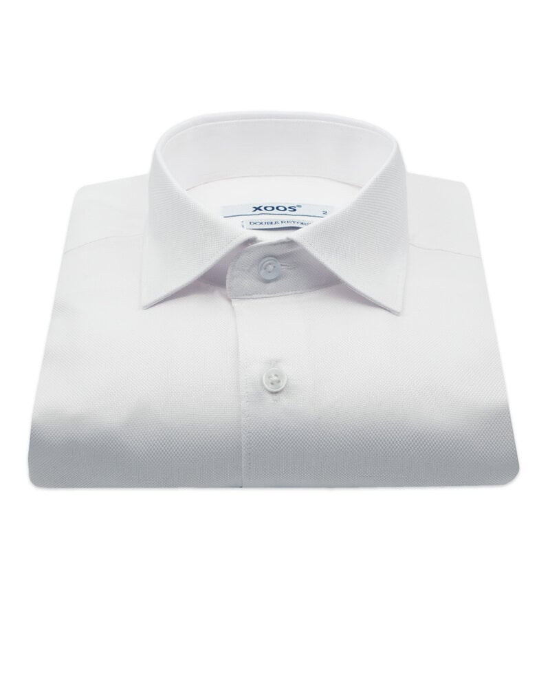 XOOS Chemise homme blanche à col Italien (Nid d'abeille Double Retors)