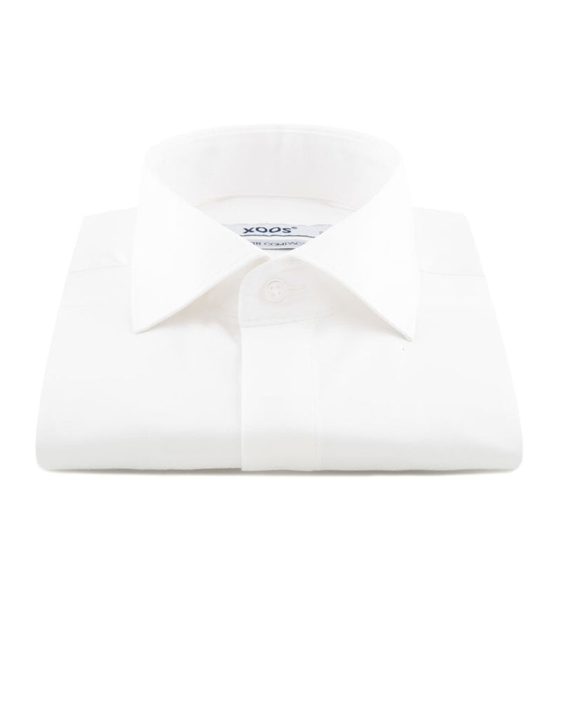XOOS Chemise homme blanche et gorge cachée (Satin de coton)