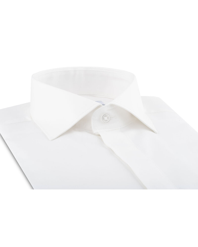 XOOS Men's white dress shirt and hidden placket (Sateen cotton)