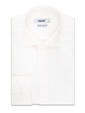 XOOS Men's white dress shirt and hidden placket (Sateen cotton)