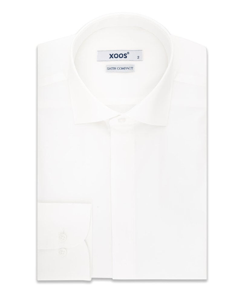 XOOS Chemise homme blanche et gorge cachée (Satin de coton)