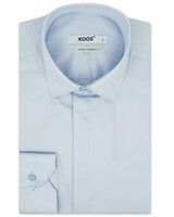 XOOS Chemise homme bleue à gorge cachée (Satin de coton)
