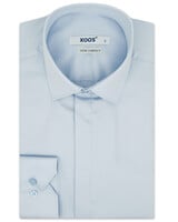 XOOS Men's blue shirt with French cuffs and hidden placket (Sateen cotton)