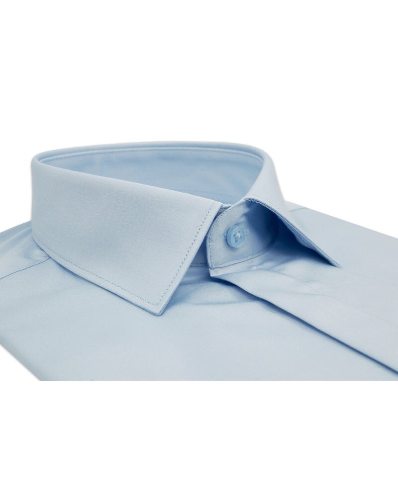 XOOS Chemise homme bleue à gorge cachée (Satin de coton)