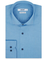 XOOS Men's blue Oxford dress shirt with navy buttons (Double Twisted)