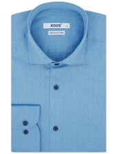 XOOS Chemise homme en Oxford bleu et boutons marine (Double Retors)