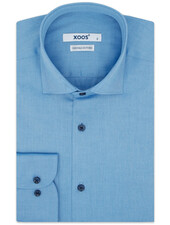 XOOS Men's blue Oxford dress shirt with navy buttons (Double Twisted)