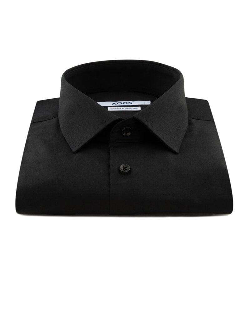 XOOS Men's black popleen dress shirt (Double Twisted)