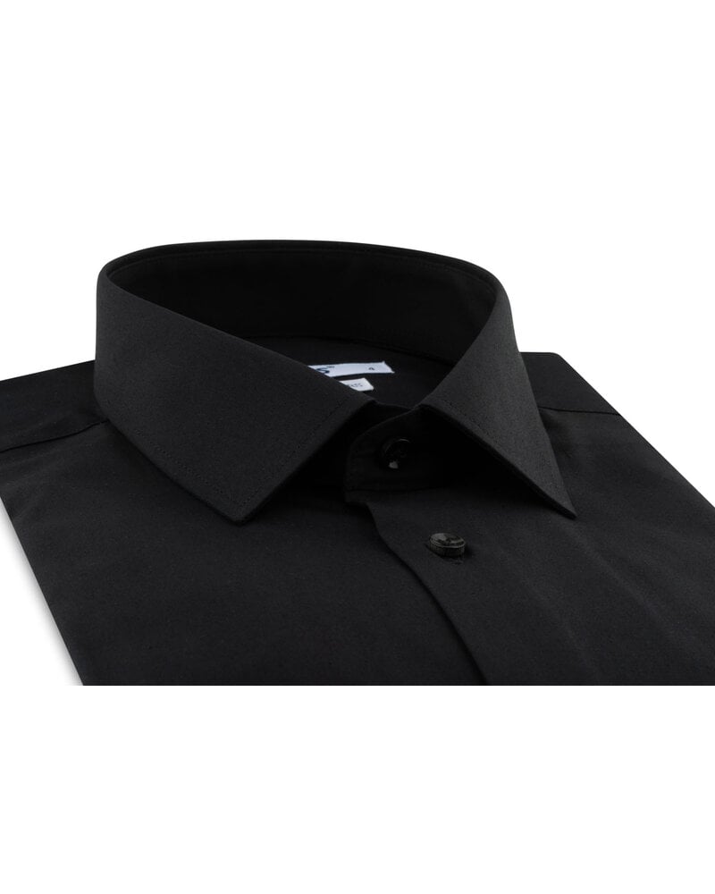 XOOS Chemise homme en popeline noire (Double Retors)