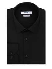XOOS Chemise homme en popeline noire (Double Retors)