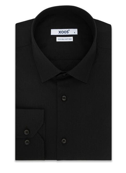 XOOS Men's black popleen dress shirt (Double Twisted)