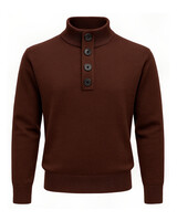 XOOS Pullover marron col bouton Heritage
