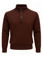 XOOS Brown Heritage button-neck pullover