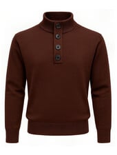 XOOS Pullover marron col bouton Heritage