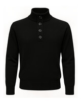 XOOS Pullover noir à col bouton Heritage