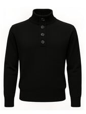 XOOS Pullover noir à col bouton Heritage