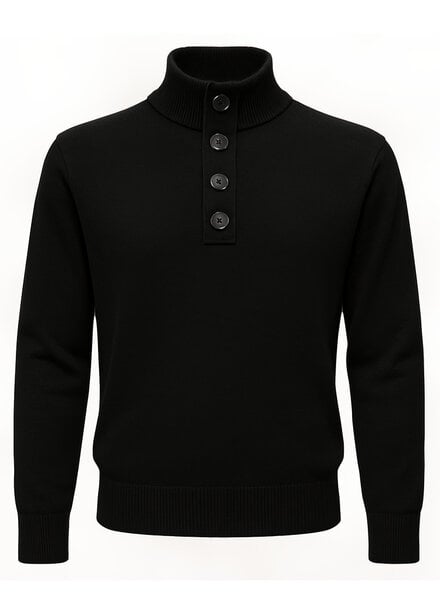 XOOS Black Heritage button-neck pullover