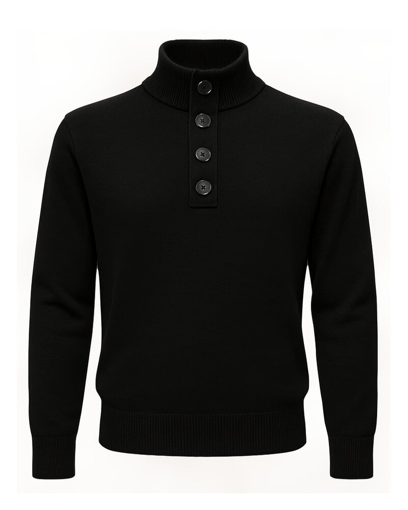 XOOS Pullover noir à col bouton Heritage