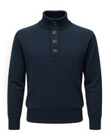 XOOS Pullover bleu marine à col bouton Héritage